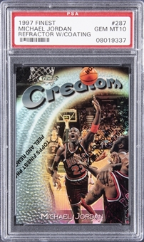1997 Topps Finest "Creators" Refractor (w/ Coating) #287 Michael Jordan (#0387/1090) - PSA GEM MT 10